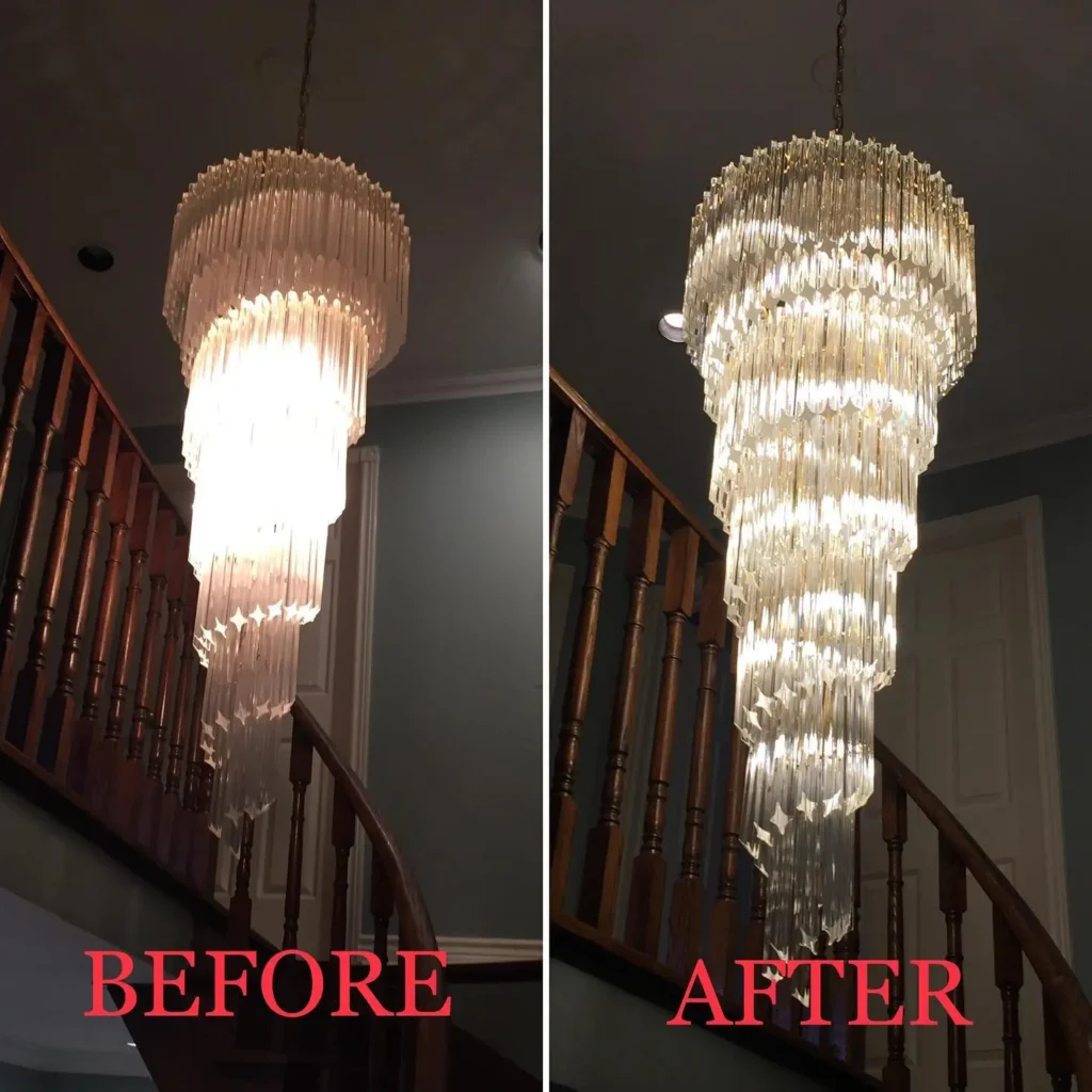 chandelier cleaning service dubai before after