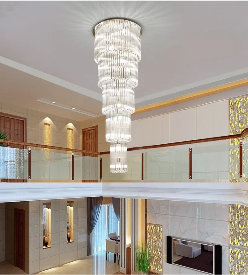 modern staircase chandelier.