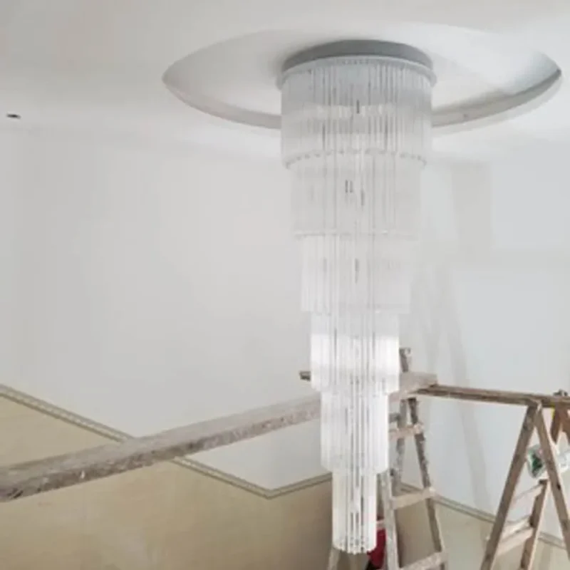 modern staircase chandelier.