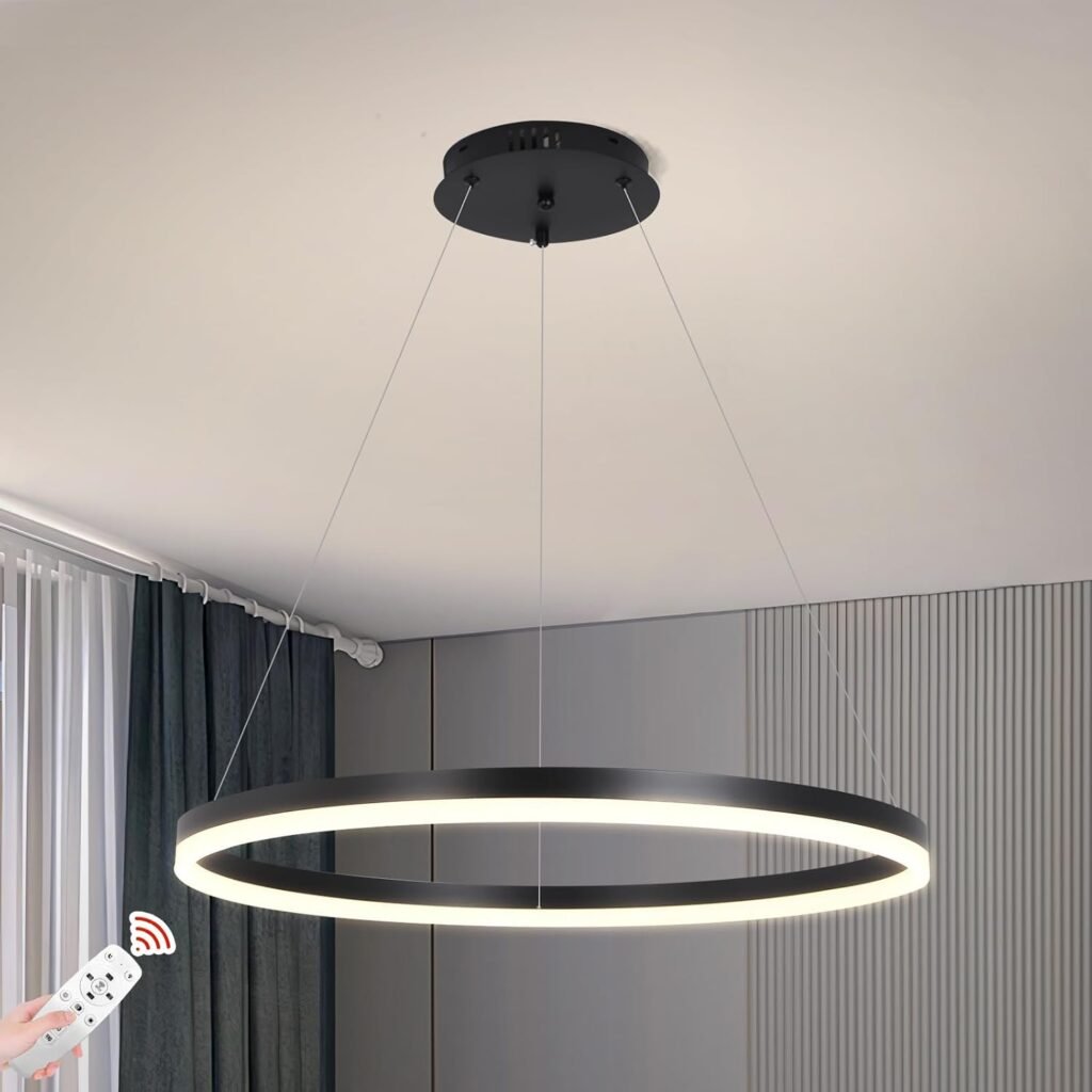 Modern LED Ring Chandelier Light with Remote Control