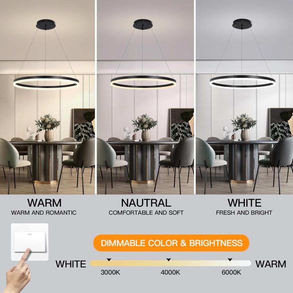 Modern LED Ring Chandelier Light with Remote Control