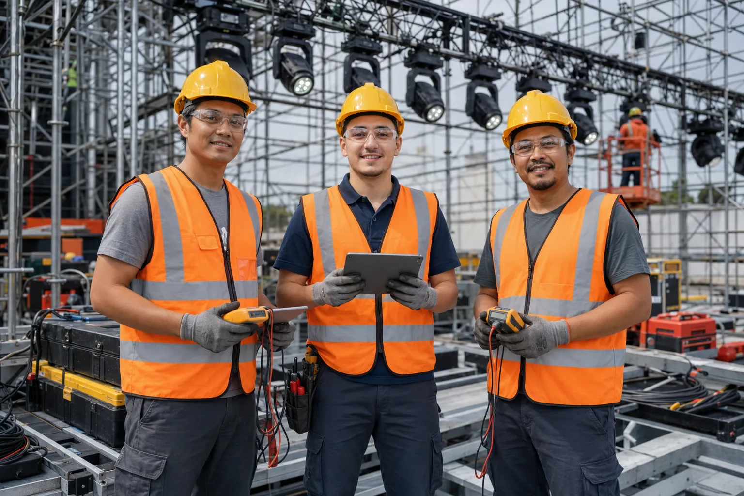 Chandelier Installation Crew: Sparkle and Shine UAE chandelier installation team at work on a Dubai project