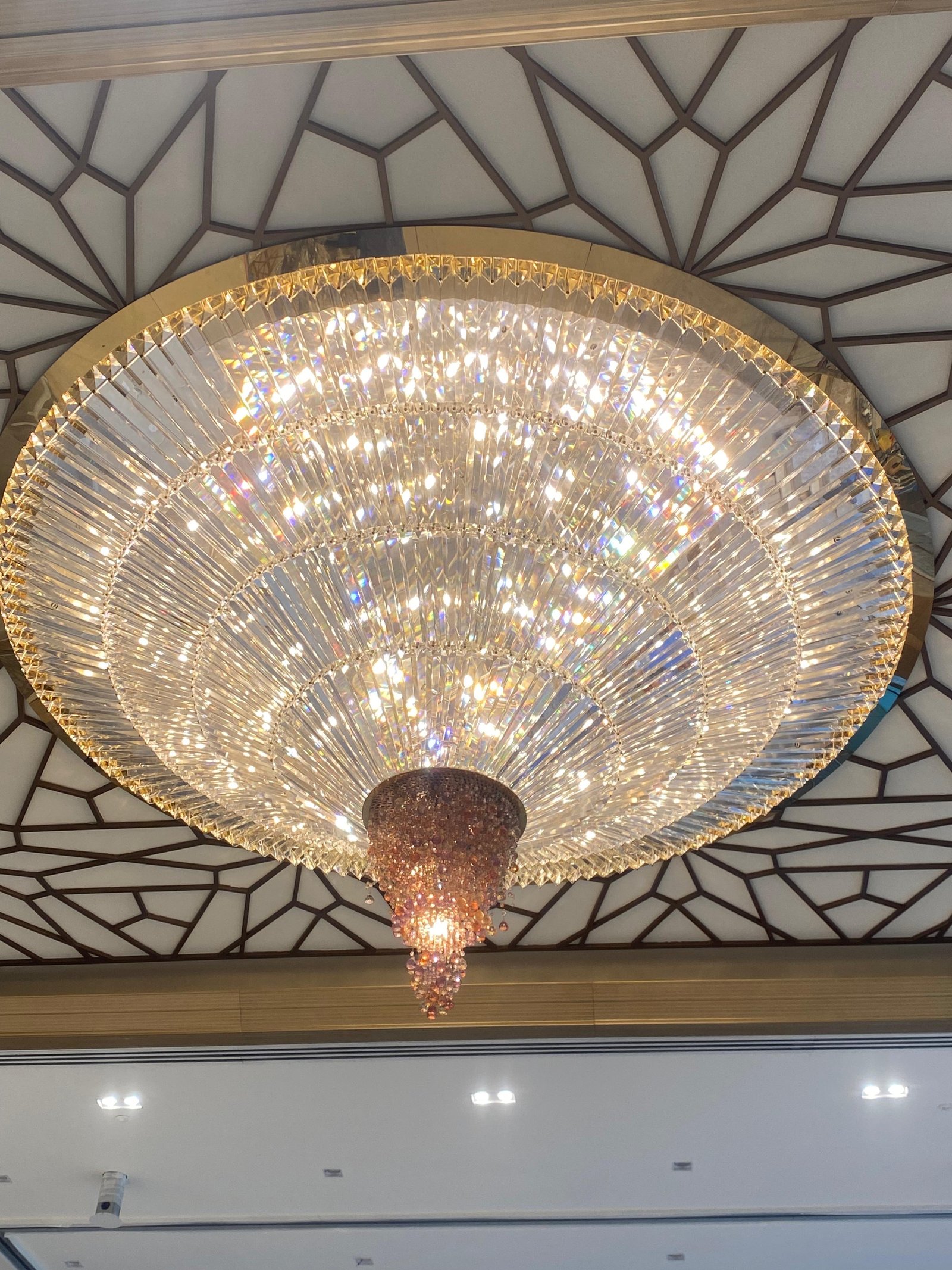 hotel lobby chandelier installation, Downtown Dubai