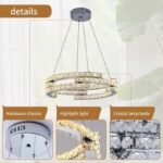 Modern Dimmable 3‑Ring Crystal LED Pendant Light with Remote