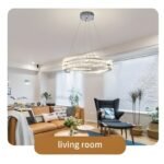 Modern Dimmable 3‑Ring Crystal LED Pendant Light with Remote