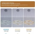 Modern Dimmable 3‑Ring Crystal LED Pendant Light with Remote