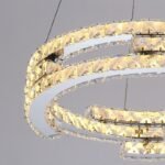 Modern Dimmable 3‑Ring Crystal LED Pendant Light with Remote