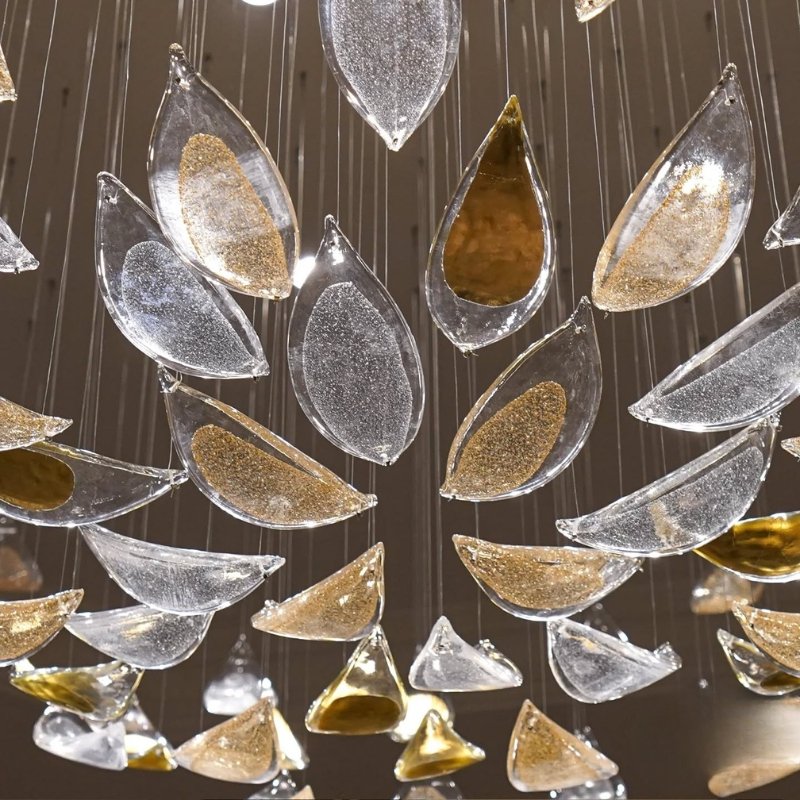 Custom Primavera Chandelier made with Floating Leaves