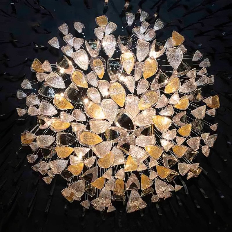 Custom Primavera Chandelier made with Floating Leaves