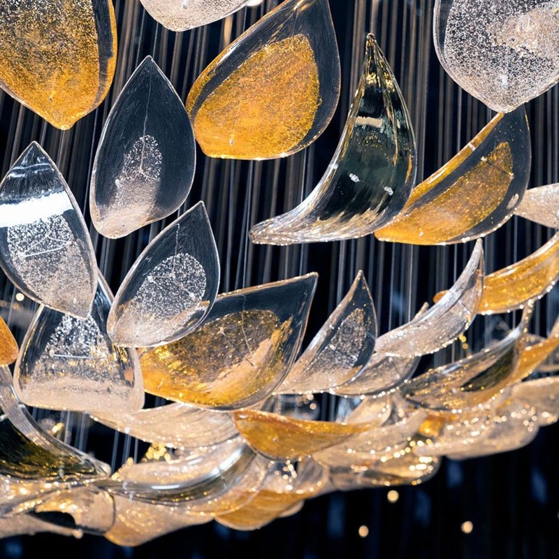 Custom Primavera Chandelier made with Floating Leaves - Image 2