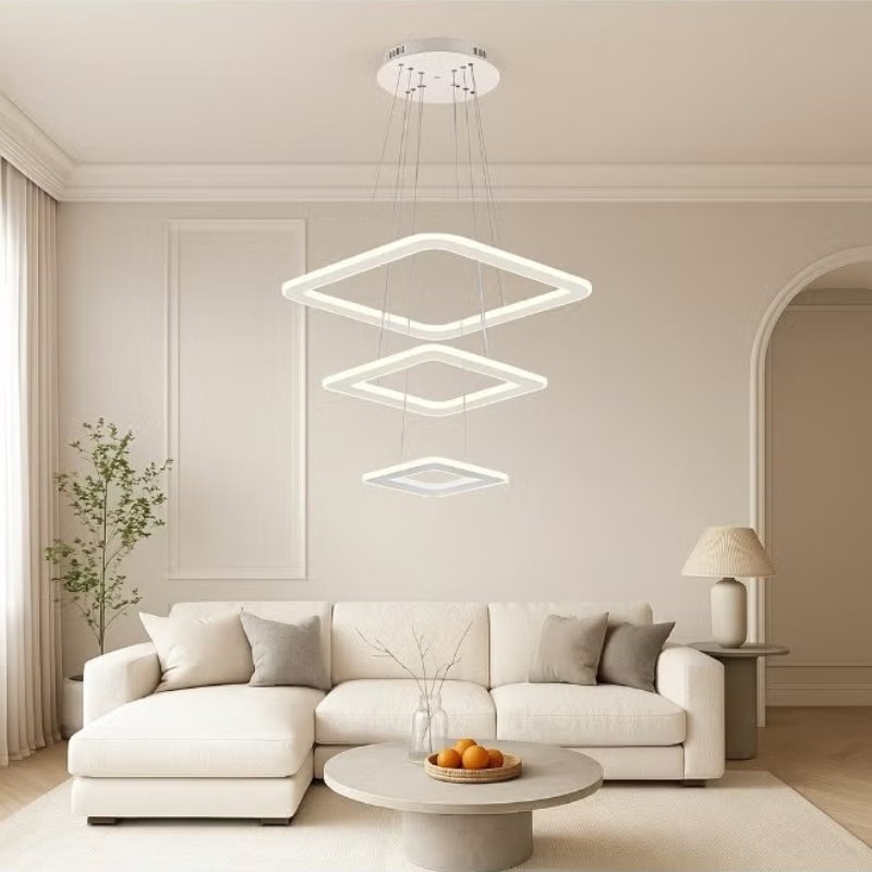 Modern Geometric Design Chandelier and Square Pendant Light