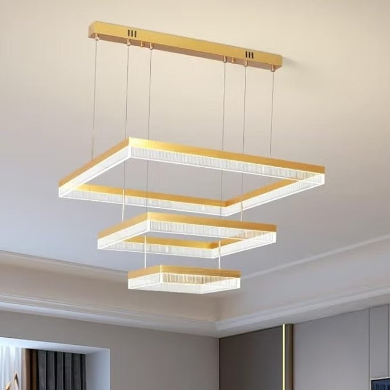 Modern Geometric Design Chandelier and Square Pendant Light