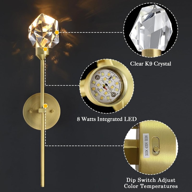 Dimmable Crystal Wall Light Fixture