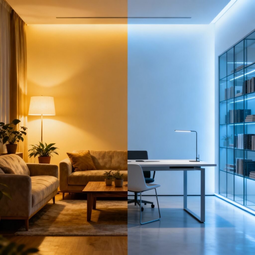difference between warm light and cool light 