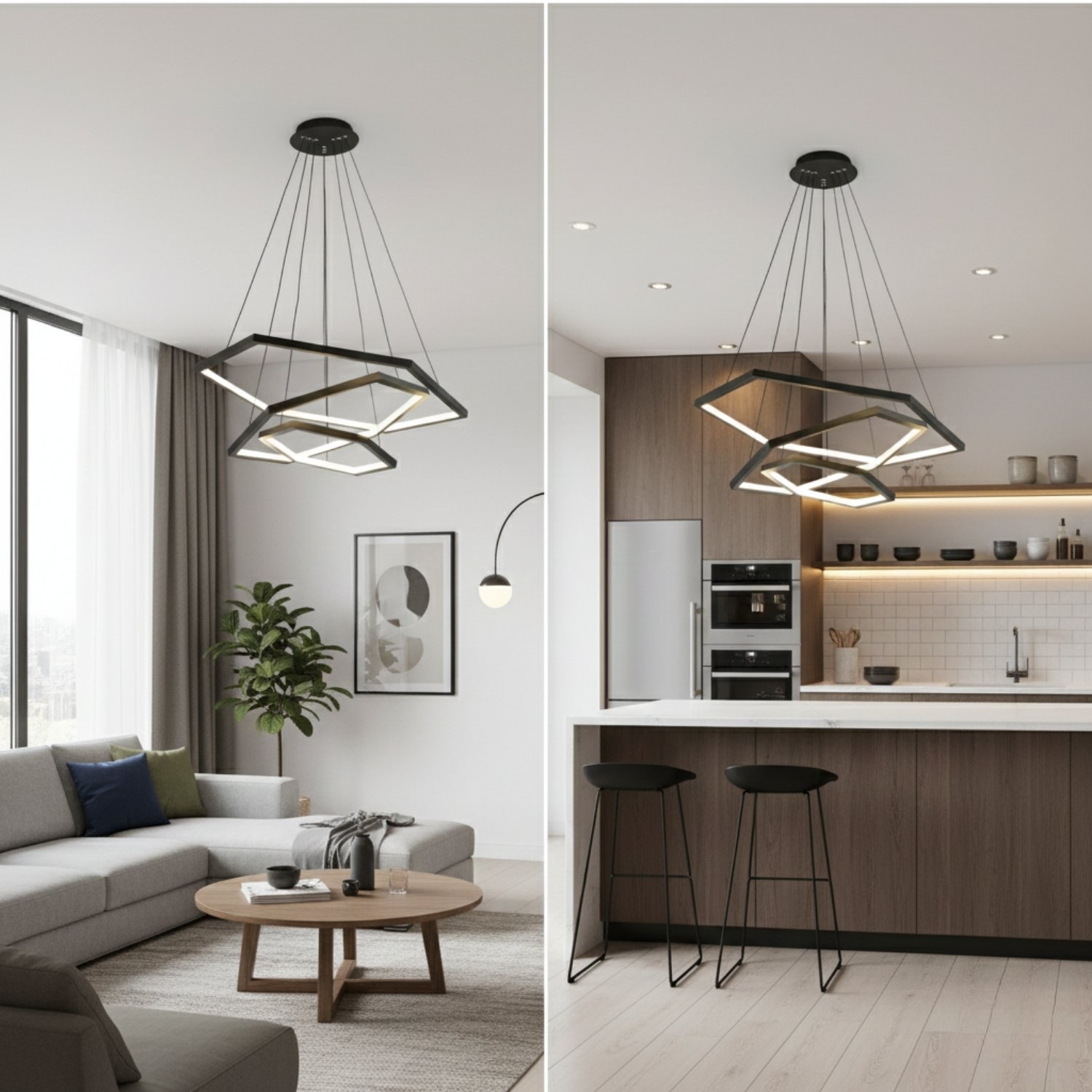 Modern Aluminium Dimmable Hexagon Pendant Lights