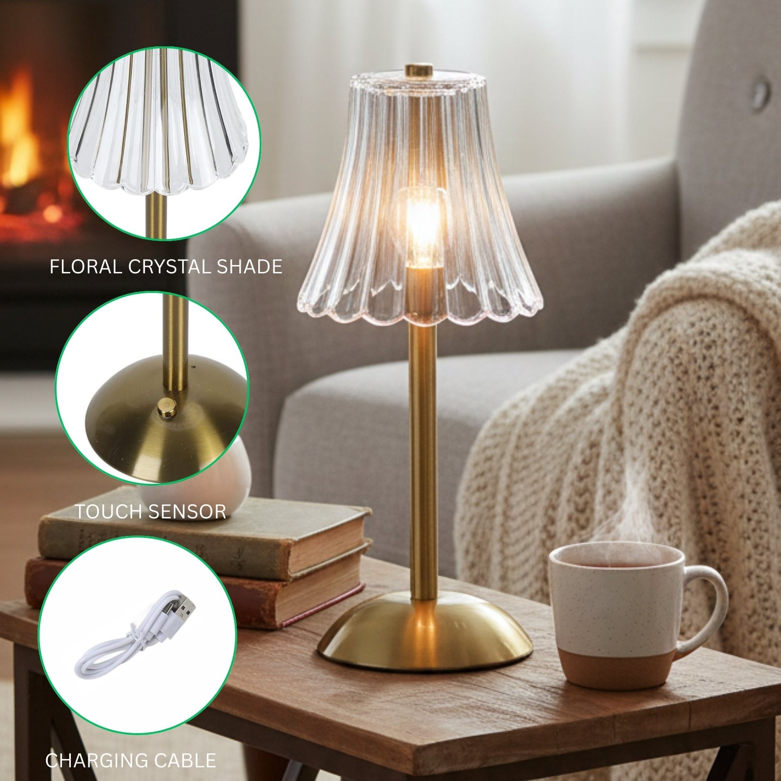 Modern Rechargeable Cordless Small Table Lamp
