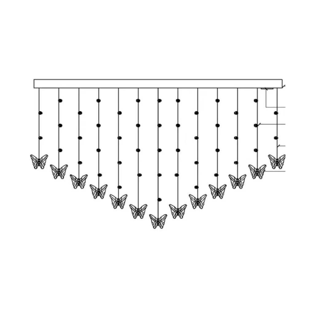 another stucture of Butterfly Chandelier installed for square or rectangle shape 