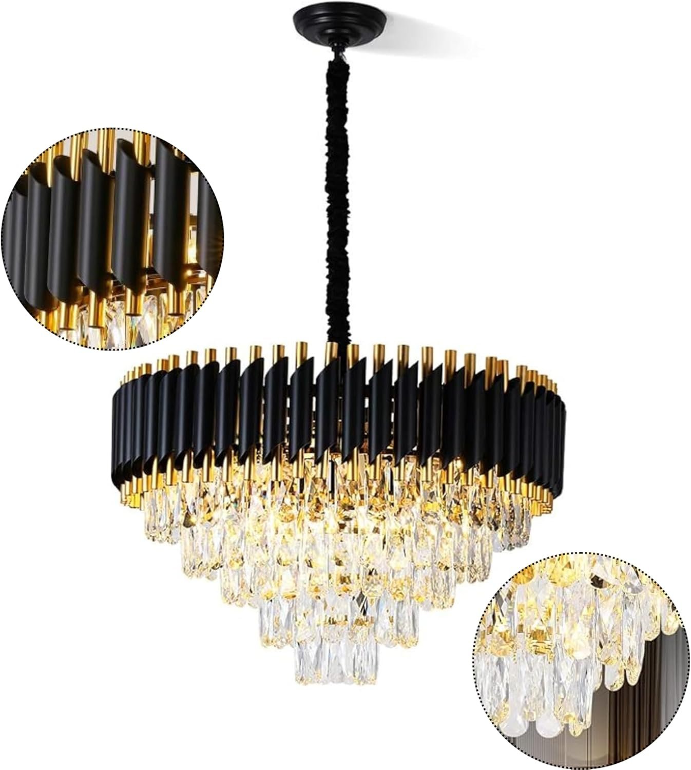 Gold Round Crystal Chandelier