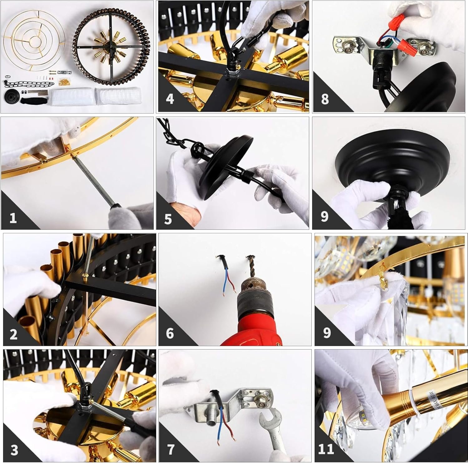 Modern Gold Round Crystal Chandelier Light Fixture