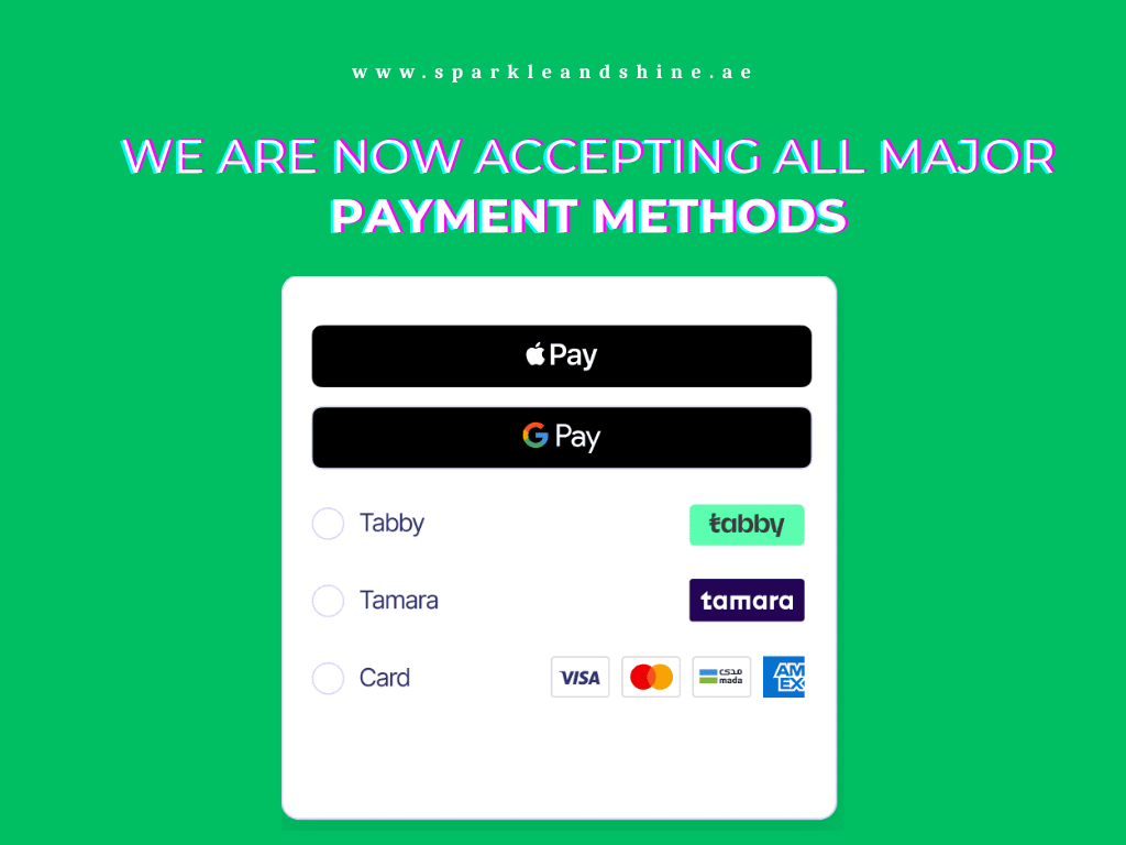 We are now accepting all major payment methods