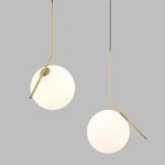 Modern Single Pendant Light Brass Gold with Glass Ball