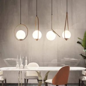 Modern Single Pendant Light Brass Gold with Glass Ball