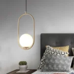 Modern Single Pendant Light Brass Gold with Glass Ball
