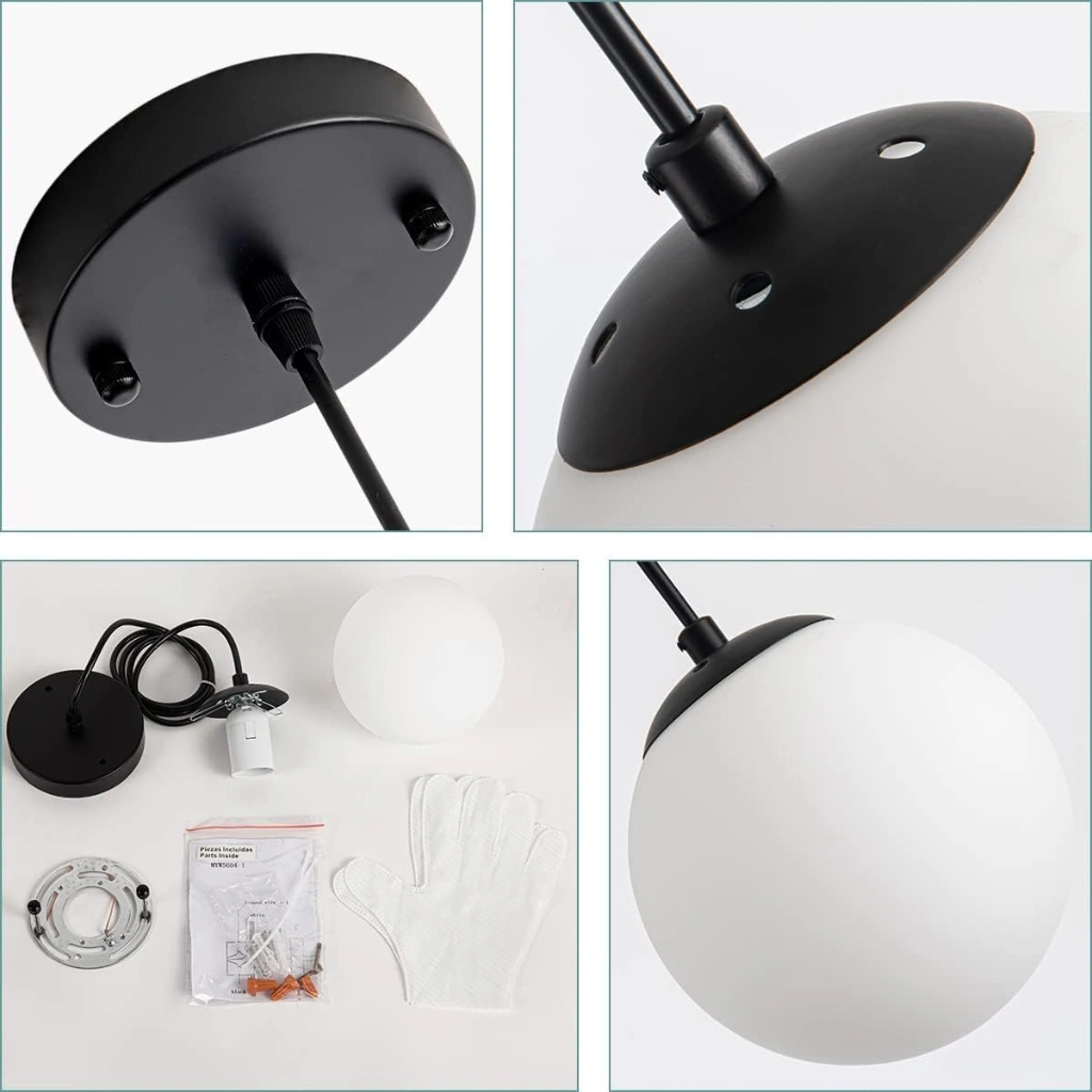 White Hanging Globe Pendant Light Features