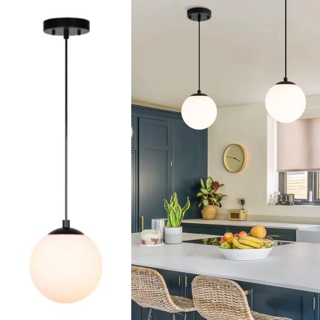 White Hanging Globe Pendant Light Look