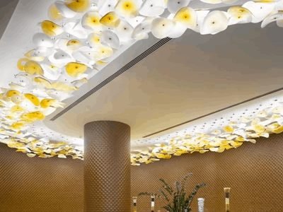 Custom Lotus Leaf Glass Chandelier (6) Custom Lotus Leaf Glass Chandelier
